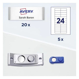AVERY ZWECKFORM Namenschilder polar® inkl. Zubehör mit Magnet 20 Stück 68 x 22 mm edelstahl