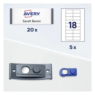 AVERY ZWECKFORM Namenschilder polar® inkl. Zubehör mit Magnet 20 Stück 70 x 30 mm anthrazit