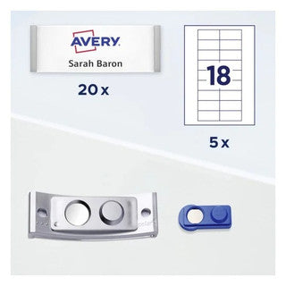 AVERY ZWECKFORM Namenschilder polar® inkl. Zubehör mit Magnet 20 Stück 70 x 30 mm edelstahl