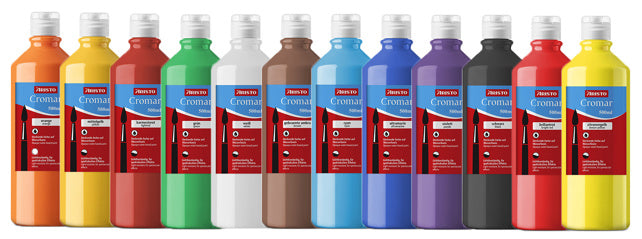 ARISTO Flüssigmalfarbe Cromar 12 Stück à 500 ml farbig sortiert