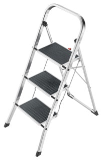 HAILO Trittleiter K70 StandardLine 3 Stufen mit Anti-Rutsch-Matten silber