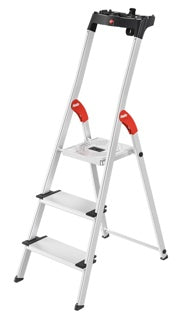 HAILO Stehleiter L80 ComfortLine 3 XXL-Stufen mit Anti-Rutsch-Riffelung silber