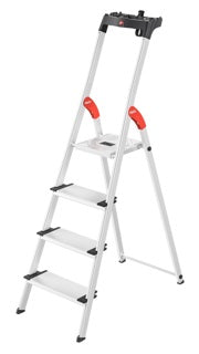 HAILO Stehleiter L80 ComfortLine 4 XXL-Stufen mit Anti-Rutsch-Riffelung silber
