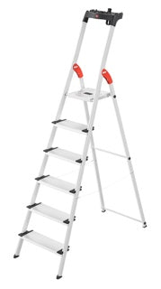 HAILO Stehleiter L80 ComfortLine 6 XXL-Stufen mit Anti-Rutsch-Riffelung silber