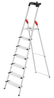 HAILO Stehleiter L80 ComfortLine 7 XXL-Stufen mit Anti-Rutsch-Riffelung silber