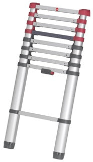 HAILO Teleskopleiter T80 FlexLine 9 Sprossen inkl. Gurtbandfixierung silber