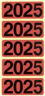 BENE Jahresschild 92025 100 Stück „2025“ selbstklebend 48 x 19 mm rot