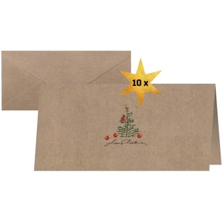 SIGEL Grußkarte Christmas with apples 10 Stück DIN lang 225 g/m² inkl. Briefumschläge braun