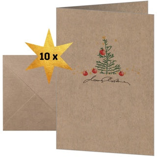 SIGEL Grußkarte Christmas with apples 10 Stück DIN A6 225 g/m² inkl. Briefumschläge braun