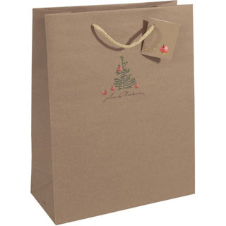 SIGEL Geschenktasche Christmas with apples Gr. L mit Griff und Anhänger braun