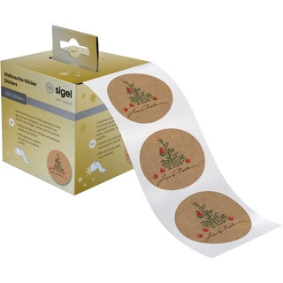 SIGEL Stickerrolle Christmas with apples 200 Sticker selbstklebend braun