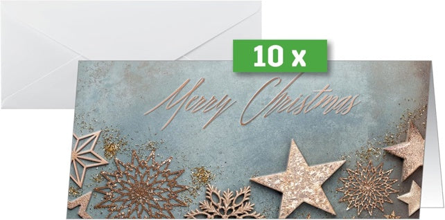 SIGEL Grußkarte Glamorous christmas 10 Stück DIN lang 210 g/m² inkl. Briefumschläge bunt