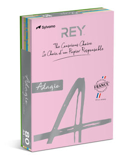 REY Kopierpapier Adagio 5x 40 Blatt DIN A4 80 g/m² Pastellfarben sortiert
