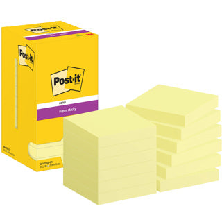 POST-IT® Haftnotizen Super Sticky 654-12SS-CY 12 Blöcke à 90 Blatt 76x76mm gelb