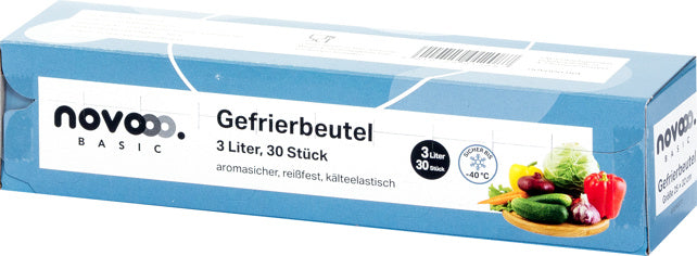 NOVOOO BASIC Tiefkühlsäcke 30 Stück je 3 Liter transparent