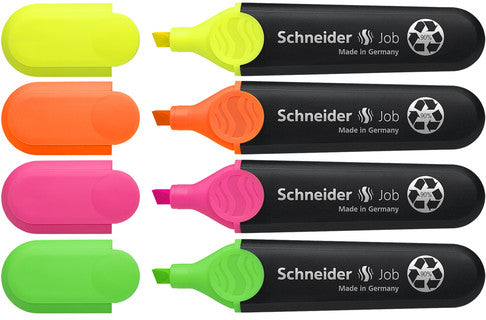SCHNEIDER Textmarker Job 150 4 Stück mit Keilspitze 1+5mm sortiert