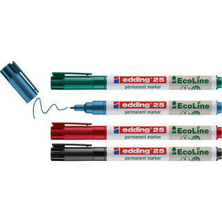 EDDING Permanentmarker Ecoline 25 mit Rundspitze 4 Stück 1 mm farbig sortiert