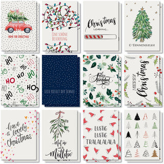 SIGEL Weihnachts-Postkarten Colourful Christmas 24 Stück A6 270 g/m² bunt