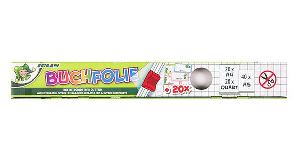 JOLLY Buchschutzfolie 45 x 1000 cm 80 µm mit Cutter selbstklebend transparent
