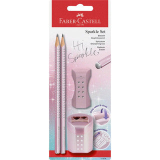 FABER-CASTELL Schreibset Sparkle Grip B im Blister metallic rose