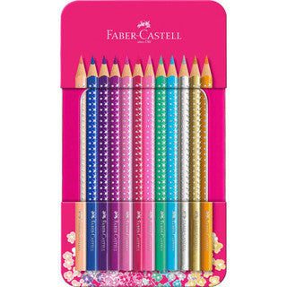 FABER-CASTELL Buntstifte Sparkle 12 Stück im Metalletui farbig sortiert