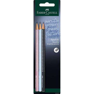 FABER-CASTELL Bleistiftset Sparkle New Harmony Grip B 3 Stück im Blister farbig sortiert