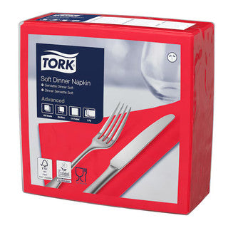 TORK Serviette Soft 100 Stück 39 x 39 cm 3-lagig 1/4 Falz rot