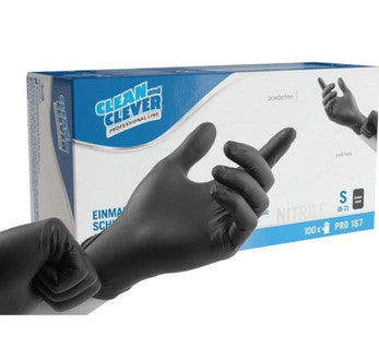 CLEAN AND CLEVER Einweghandschuhe Nitril 100 Stück PRO167 S schwarz