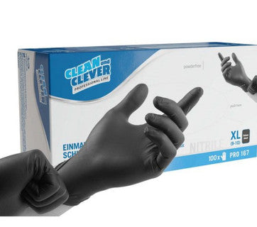 CLEAN AND CLEVER Einweghandschuhe Nitril 100 Stück PRO167 XL schwarz
