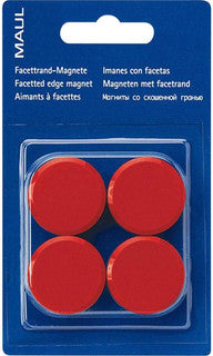 MAUL Magnet Facettenrand 4 Stück Ø 29 mm 0.6 kg rot