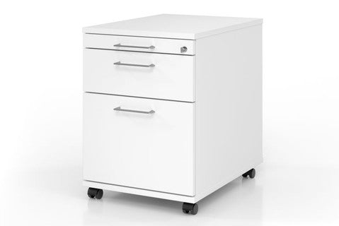 AMPYR Rollcontainer 58 cm 1 Schub 1 Hängeregistertatur mit Schloss weiß