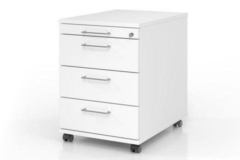 AMPYR Rollcontainer 58 cm 3 Schübe mit Schloss weiß