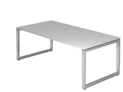 AMPYR Schreibtisch höhenverstellbar O-Fuß eckig 200 x 100 cm grau