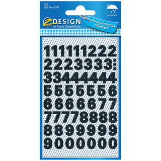 AVERY ZWECKFORM Zahlenetiketten 0-9 3781 120 Stück permanent 9.5 mm/38 pt schwarz