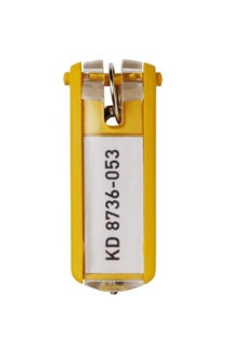 DURABLE Schlüsselanhänger 1957 KEY CLIP 6 Stück mit Beschriftungsfeld gelb