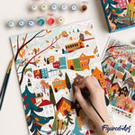 FiguredArt - Geschenset Malen nach Zahlen - Buntes Winterdorf