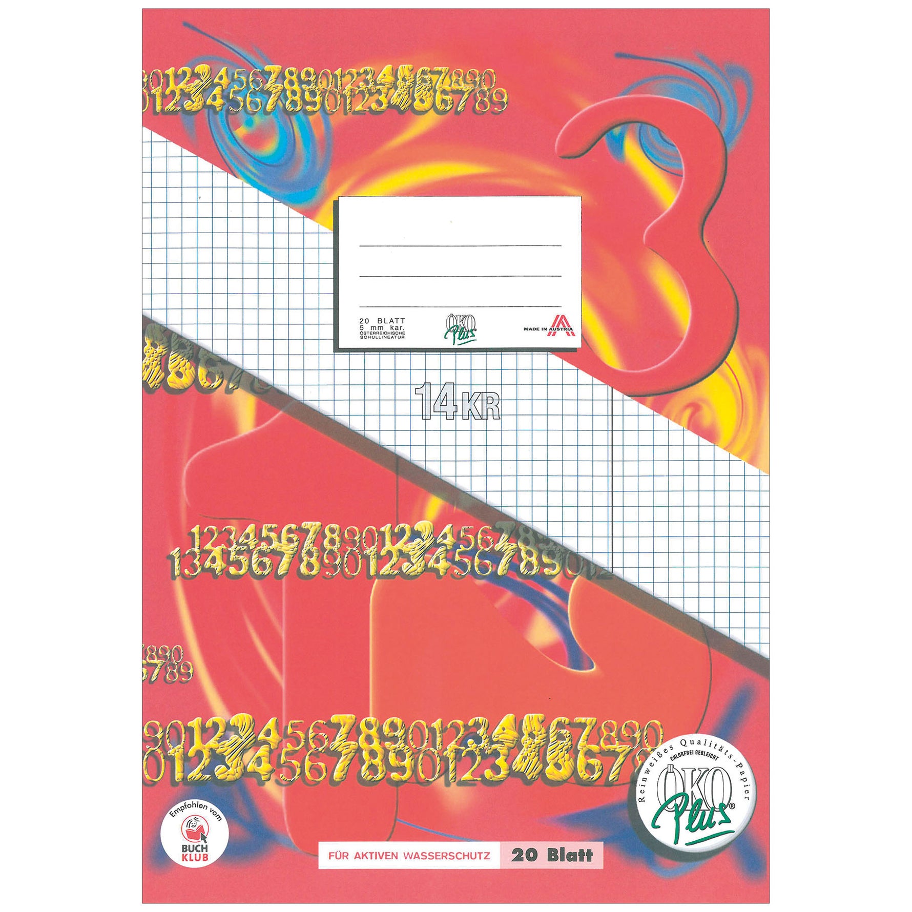 Kliemstein ÖKO Plus Schulheft A4 Nr. 14KR, 20 Blatt kariert mit Korrekturrand