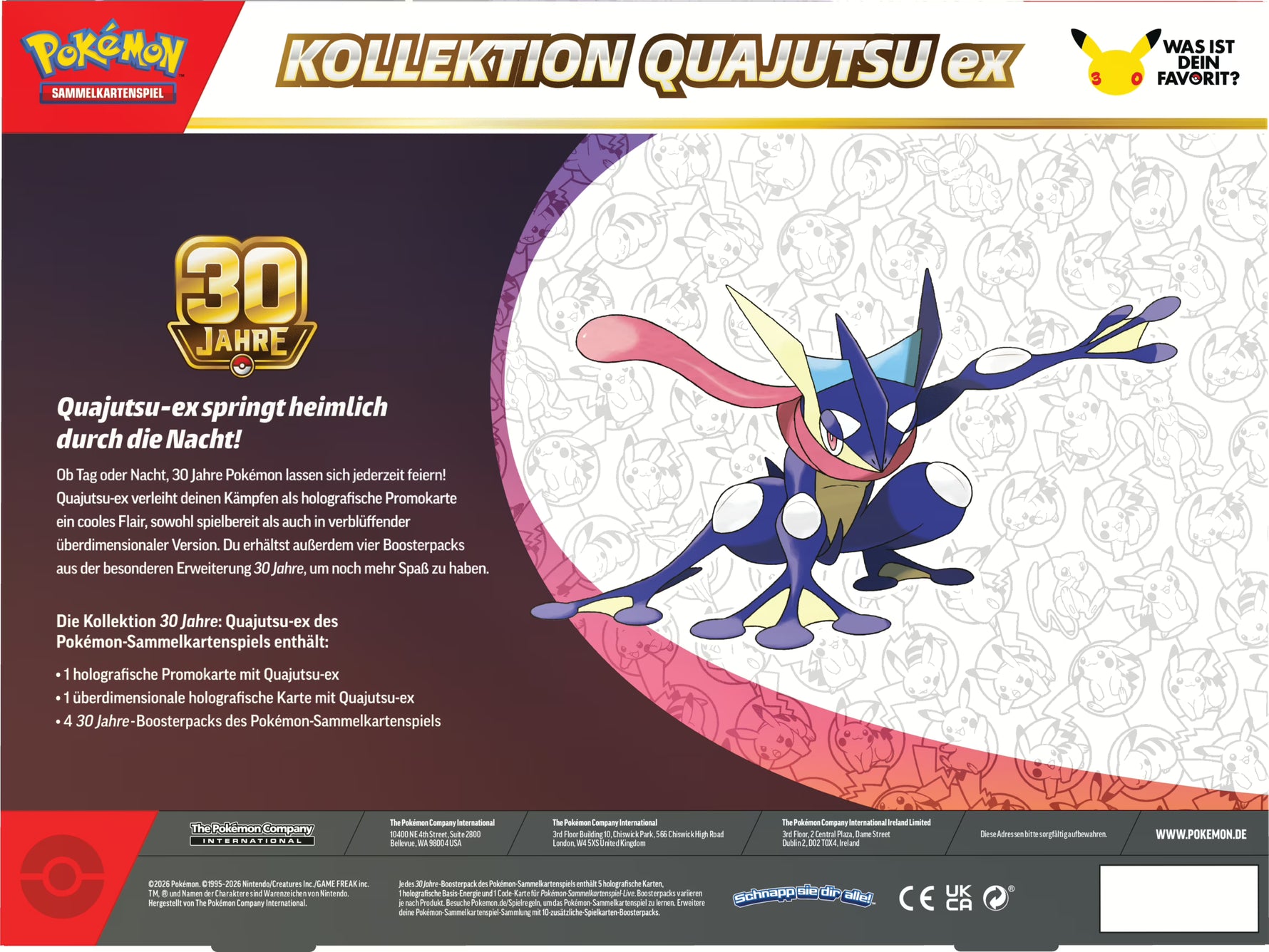 Pokémon 30 Jahre Edition  Quajutsu-ex Kollektion VORBESTELLUNG!! - Erstausgabe ab 16.09.2026