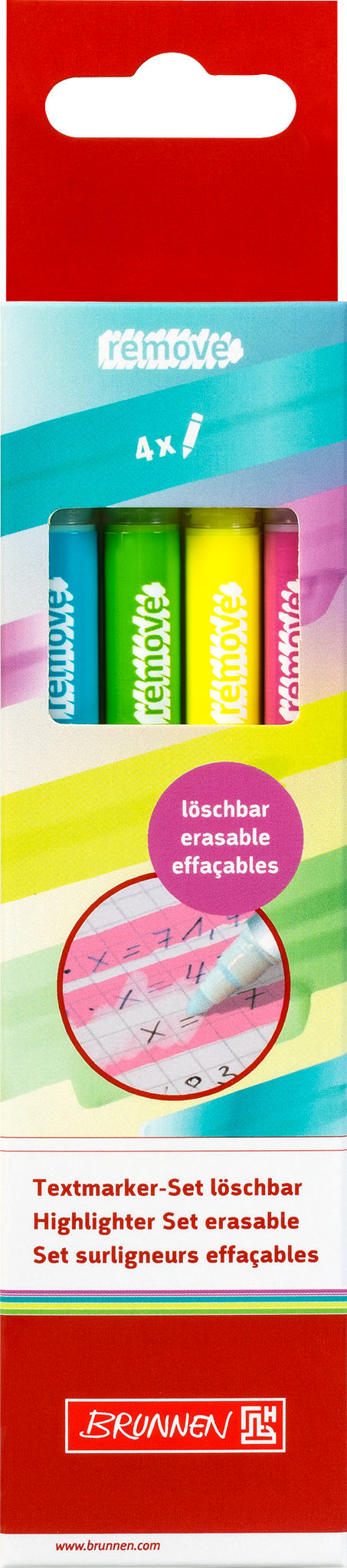 Brunnen - Textmarker-Set löschbar  2-5 mm, 4 Stück