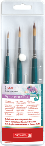 Brunnen Pinsel Set - 3 Pinsel: 4-8-10 100 % Synthetikhaar
