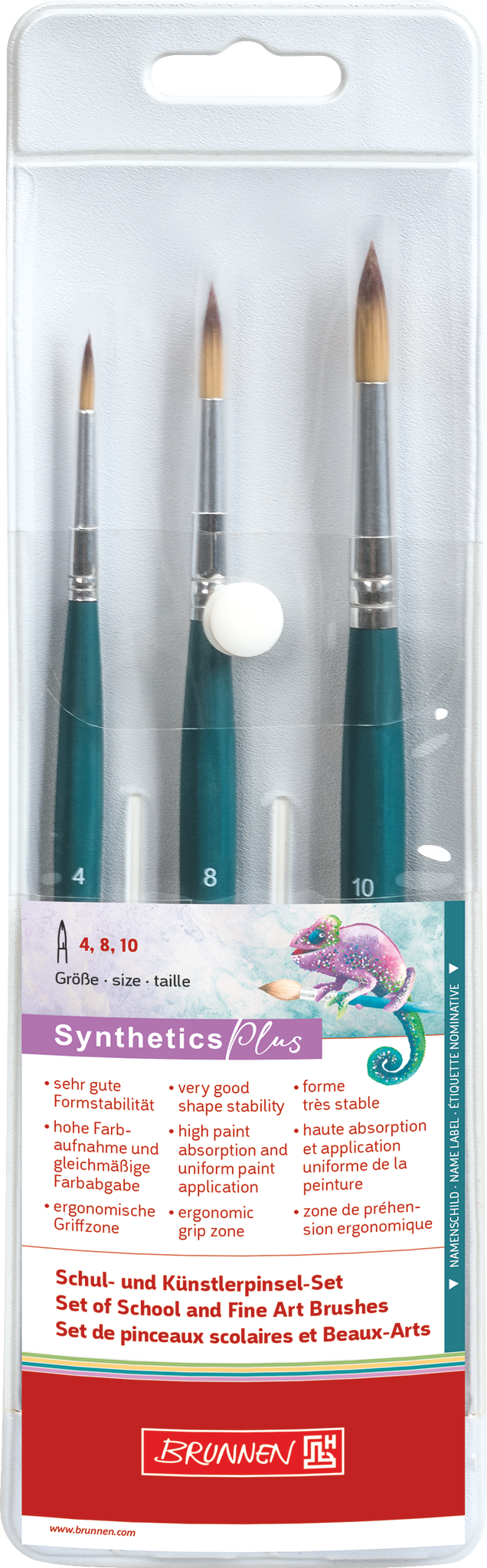 Brunnen Pinsel Set - 3 Pinsel: 4-8-10 100 % Synthetikhaar